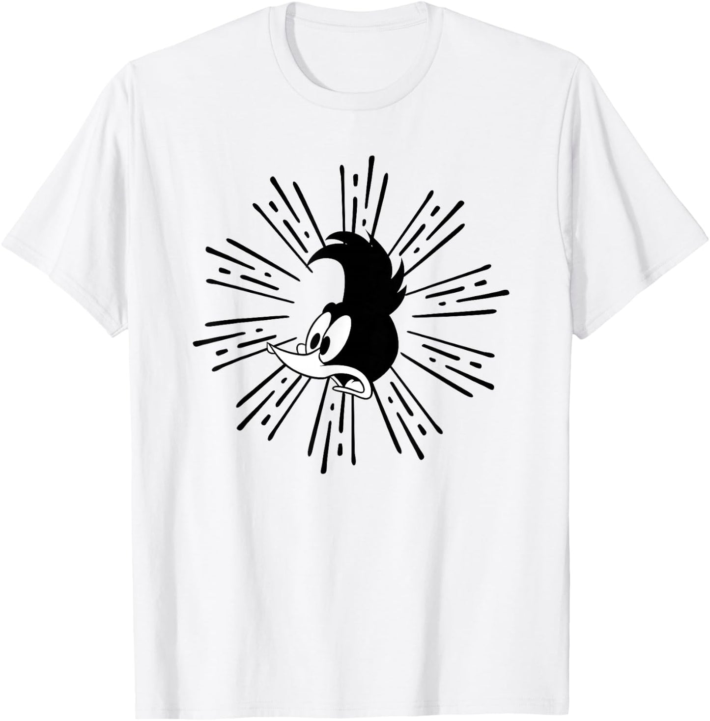 Woody Woodpecker Panic in Black T-Shirt - T-Shirt | White