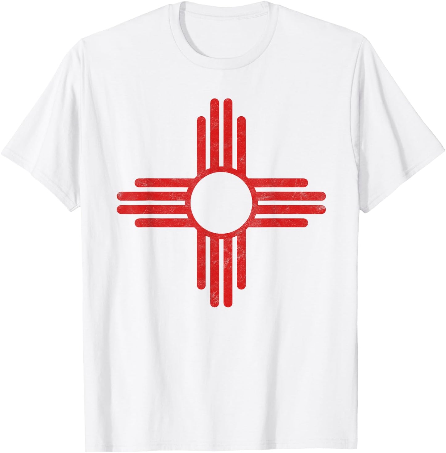 Vintage New Mexico Flag Zia Sun Retro Distressed T-Shirt - T-Shirt | White