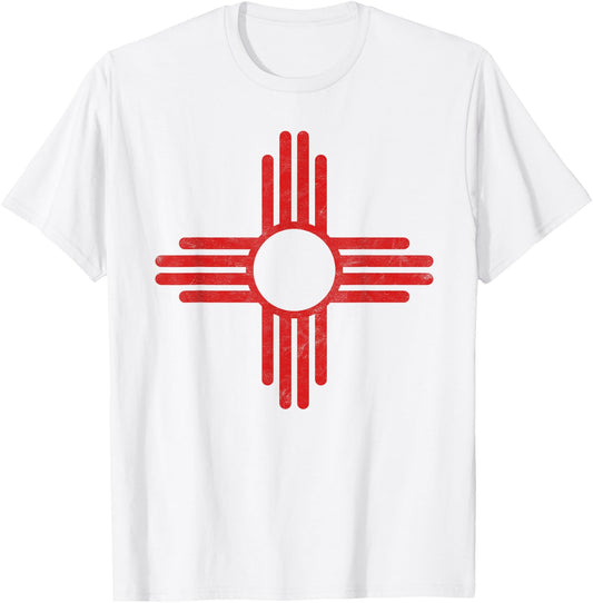 Vintage New Mexico Flag Zia Sun Retro Distressed T-Shirt - T-Shirt | White