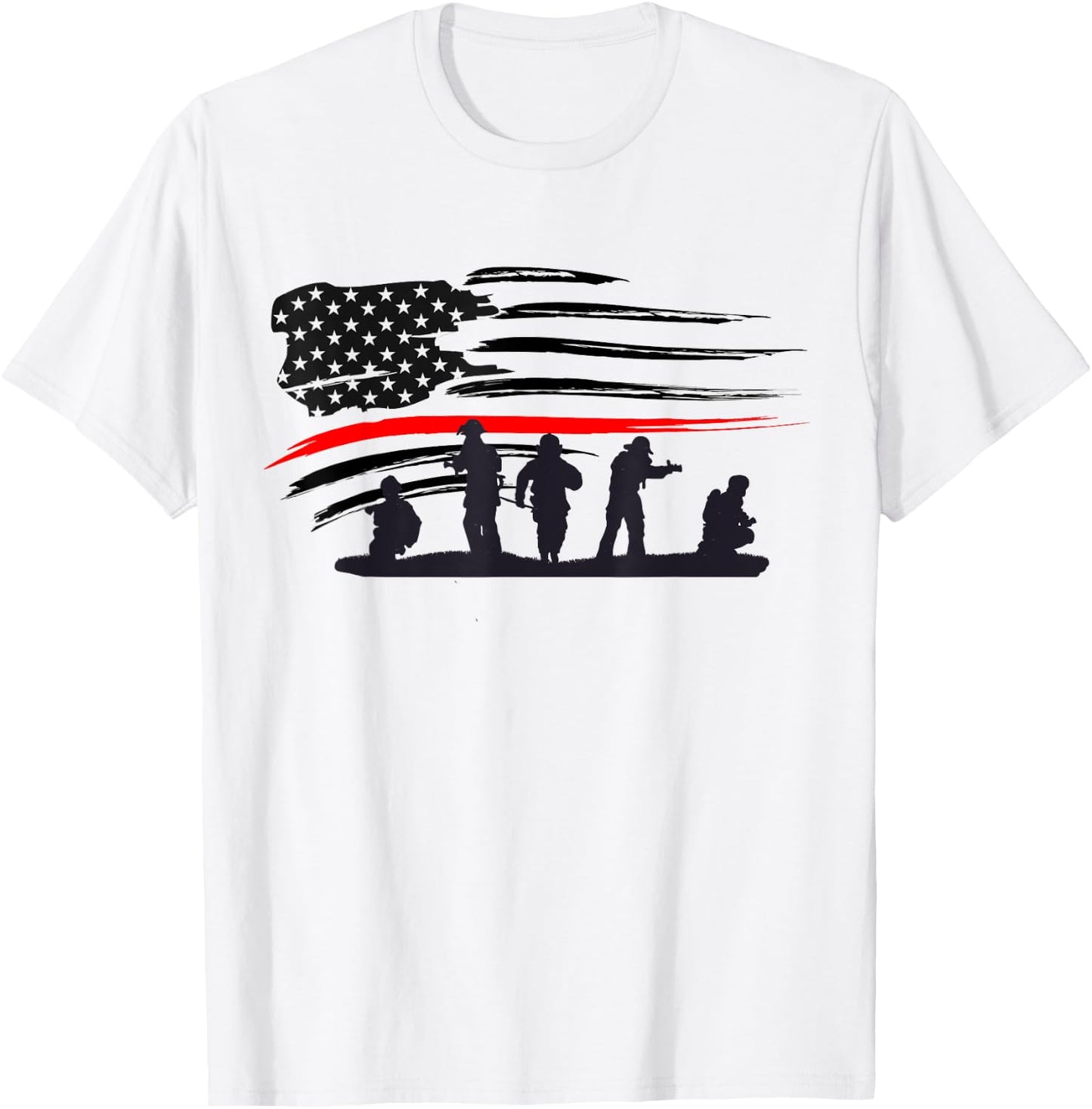 Vintage Thin Red Line shirt, Firefighter gift American Flag T-Shirt - T-Shirt | White
