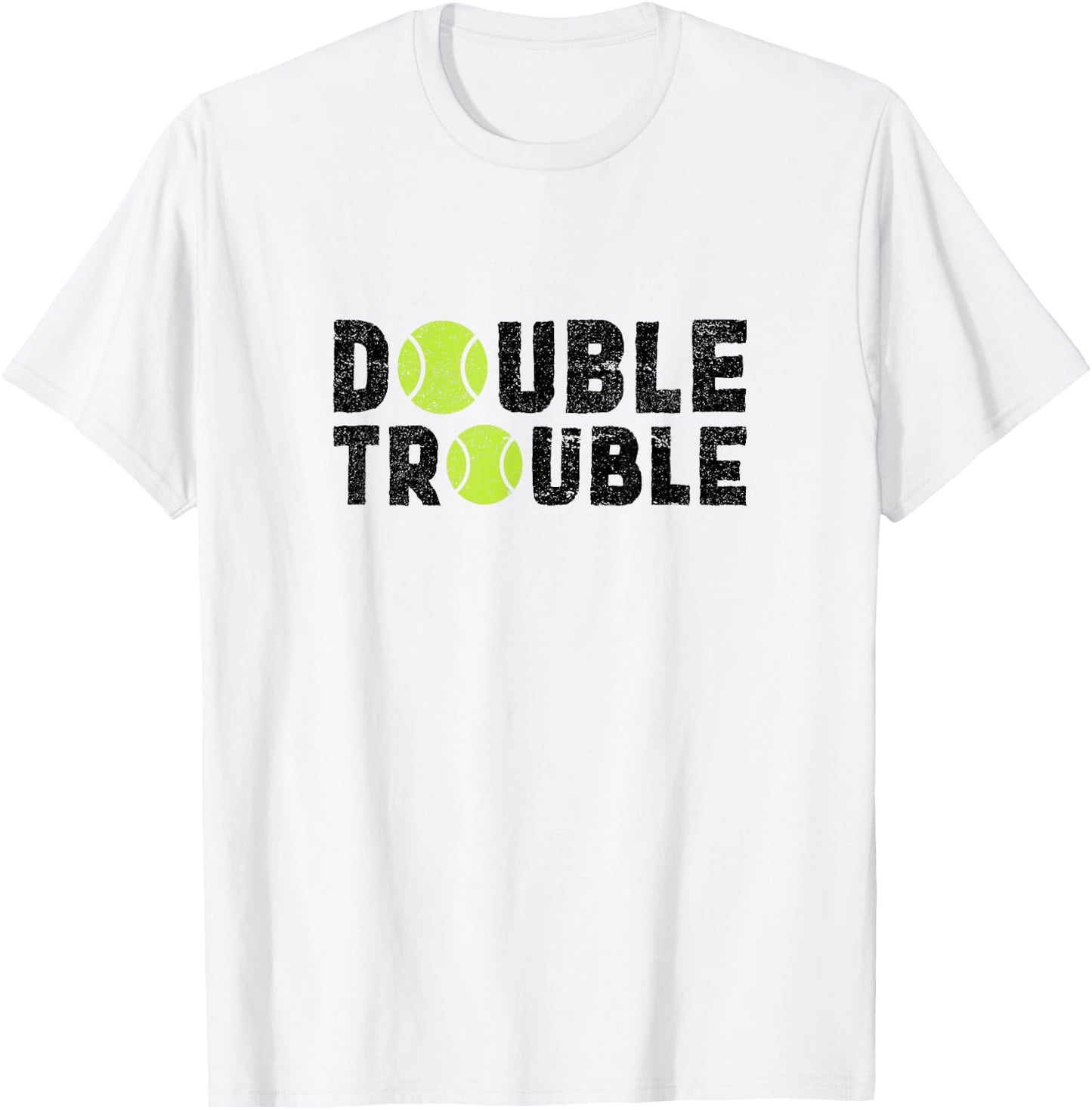 Double Trouble - Doubles Players - Funny Tennis Shirt T-Shirt - T-Shirt | White