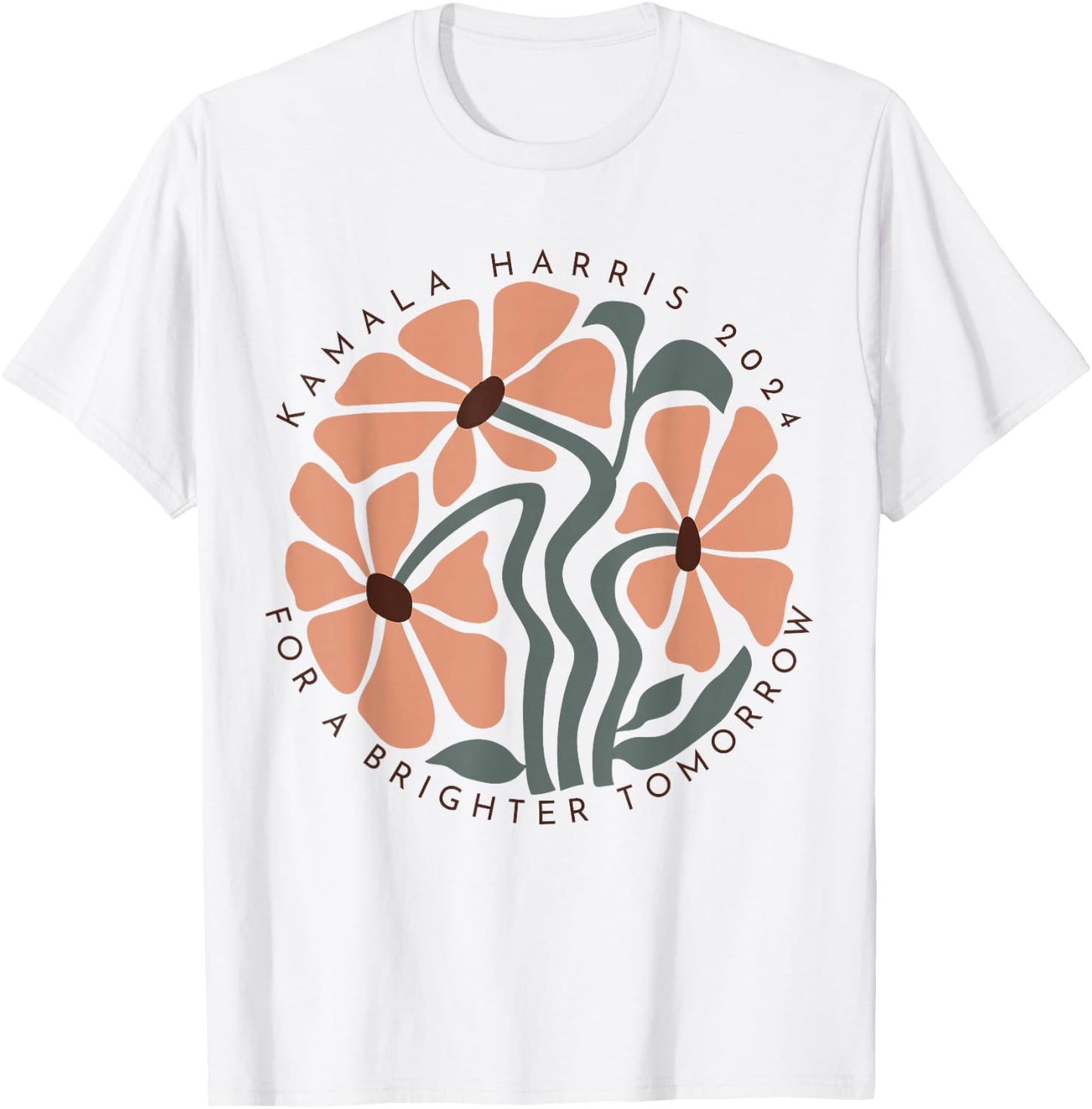 Harris Walz 2024 Subtle Flower Kamala Harris Boho Floral T-Shirt - T-Shirt | White