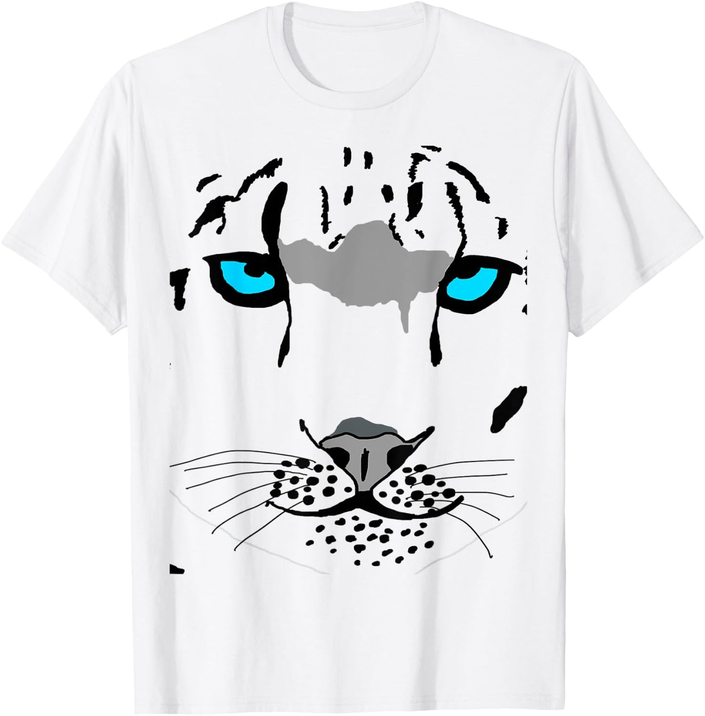 Snow Leopard Costume Big Wild Cat Tiger Halloween Wildcat Men Women Kids T-Shirt - T-Shirt | White