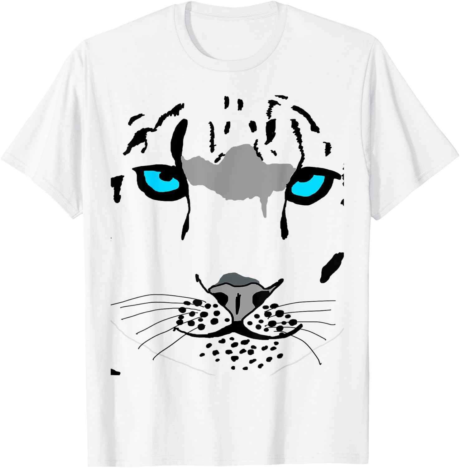 Snow Leopard Costume Big Wild Cat Tiger Halloween Wildcat Men Women Kids T-Shirt - T-Shirt | White