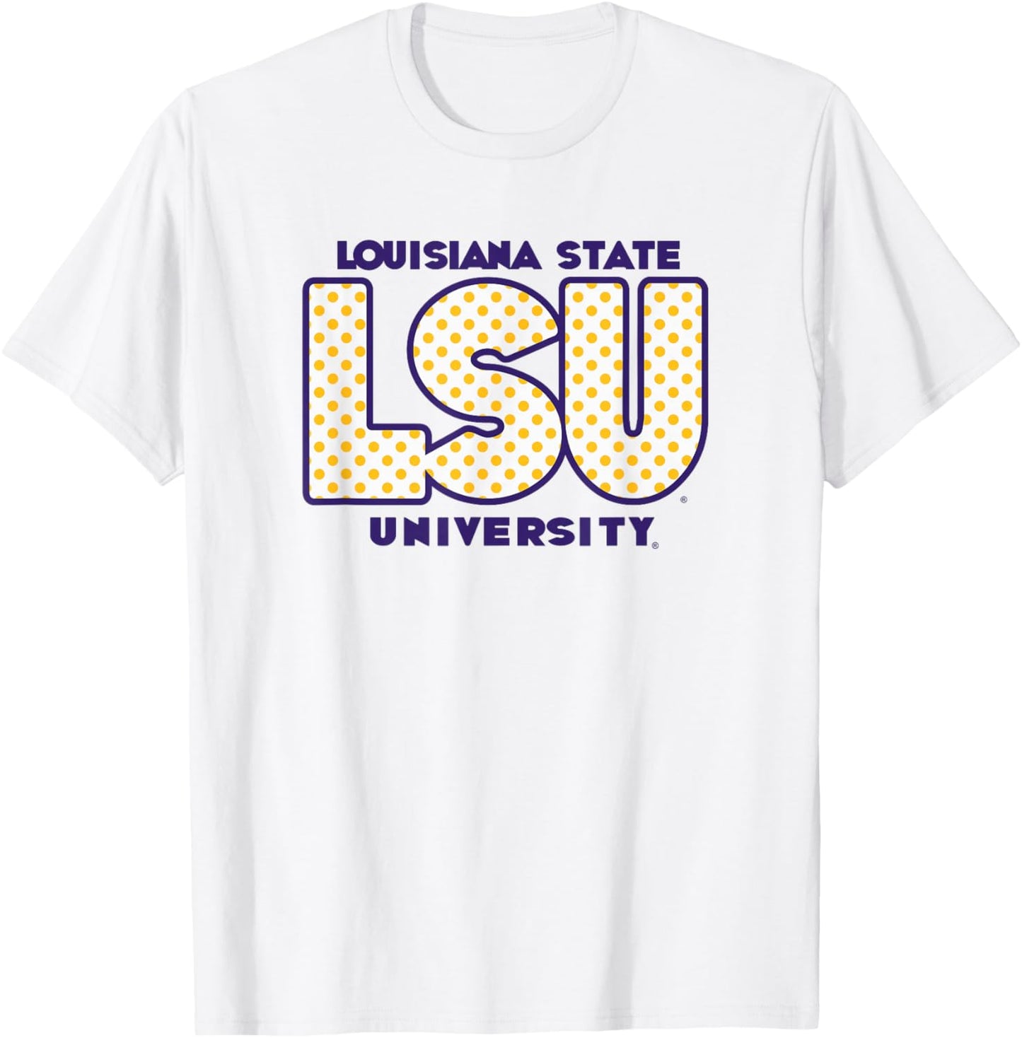 LSU Tigers Polka Dots Gray Officially Licensed T-Shirt - T-Shirt | White