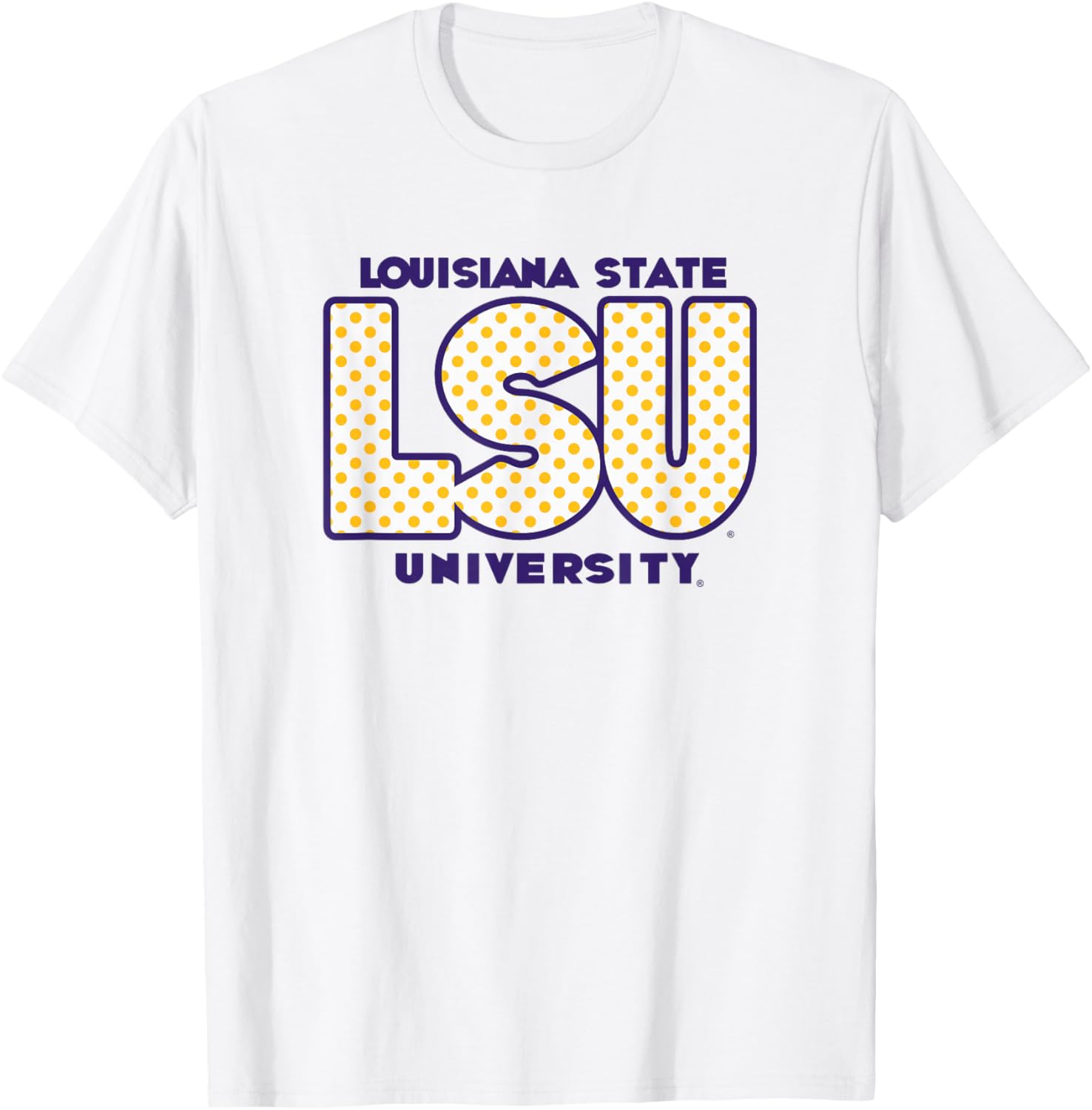 LSU Tigers Polka Dots Gray Officially Licensed T-Shirt - T-Shirt | White