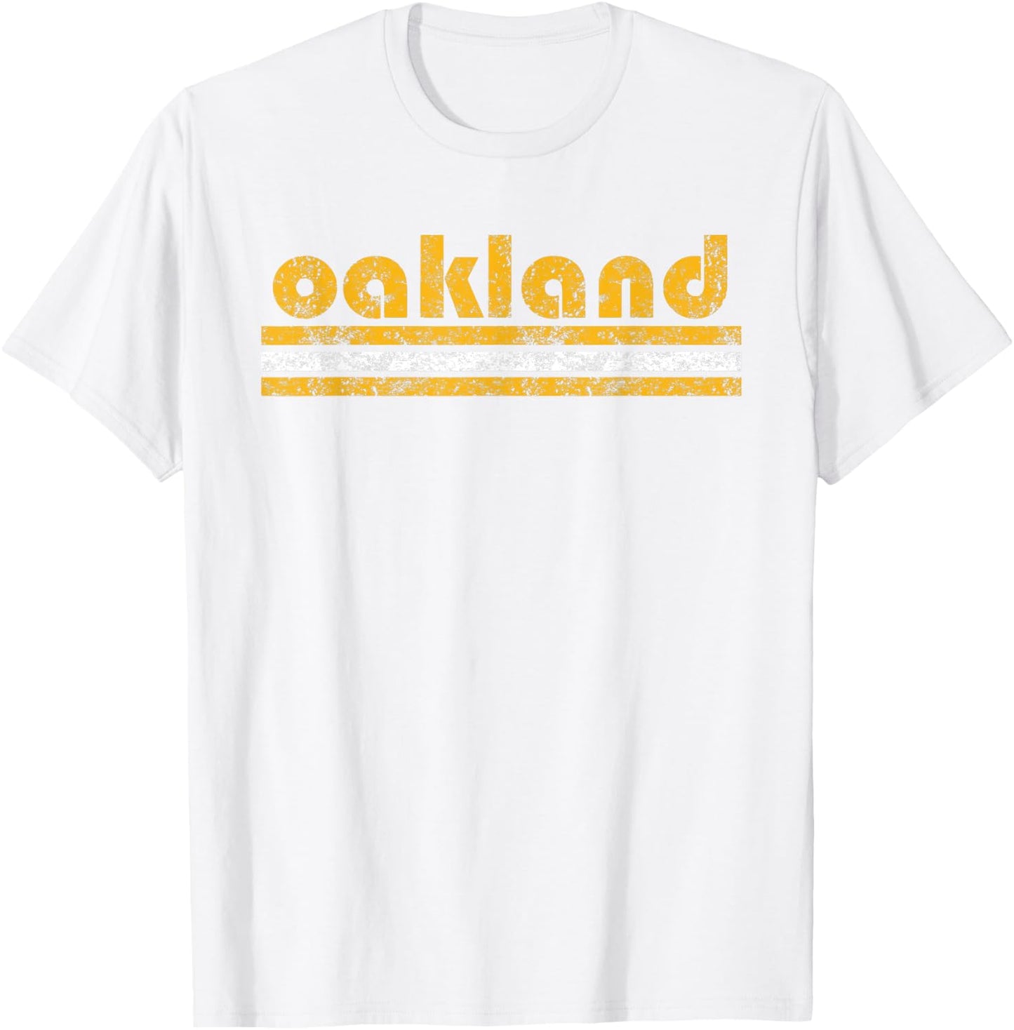 Oakland Retro Three Stripe Weathered Green T-Shirt - T-Shirt | White