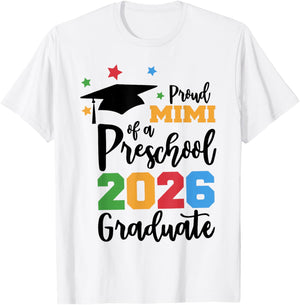 Proud Mimi of A Preschool 2026 Graduate Class of 2026 Grad T-Shirt - T-Shirt | White
