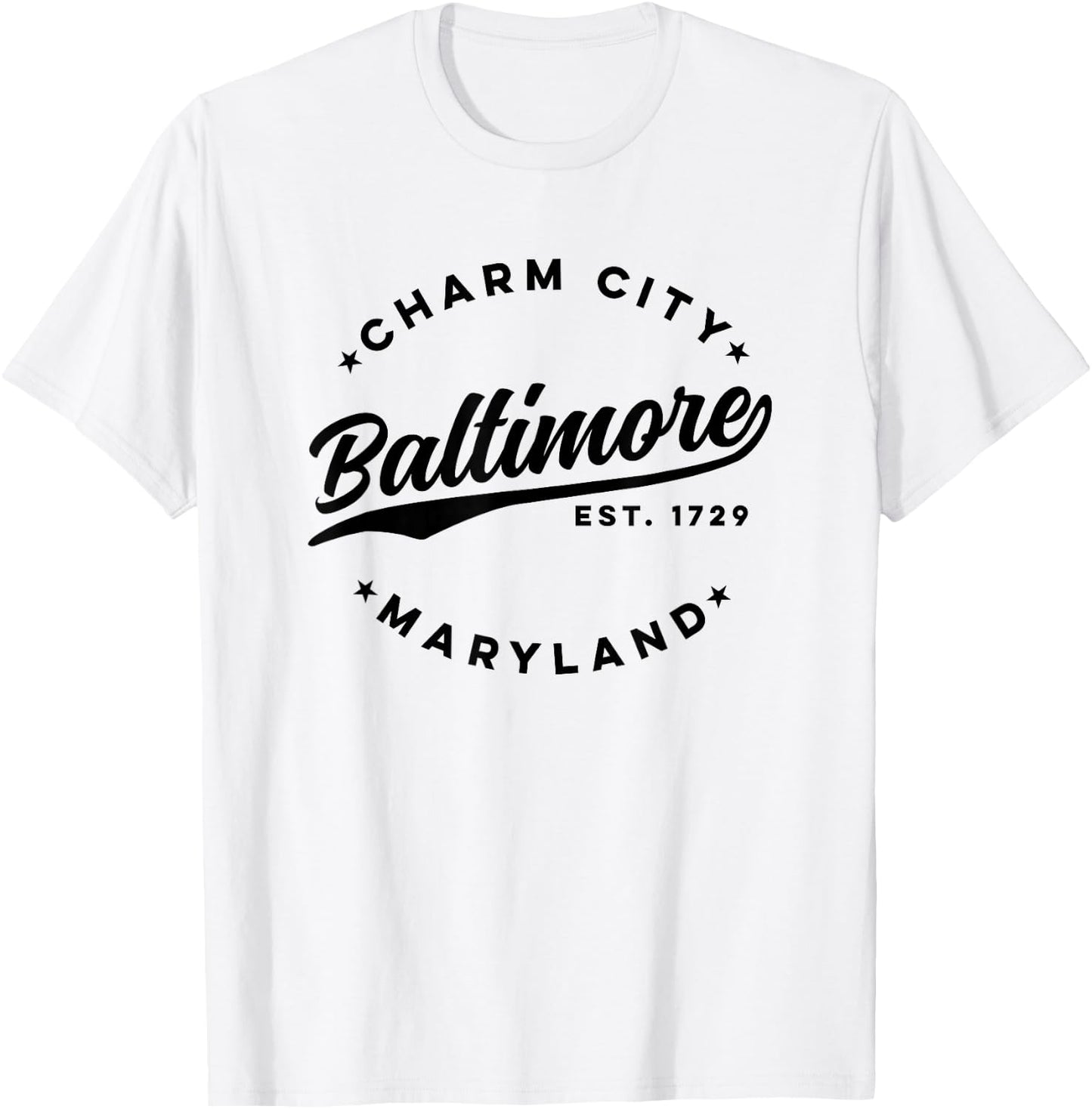 Vintage Baltimore Charm City Maryland Black Text T-Shirt - T-Shirt | White