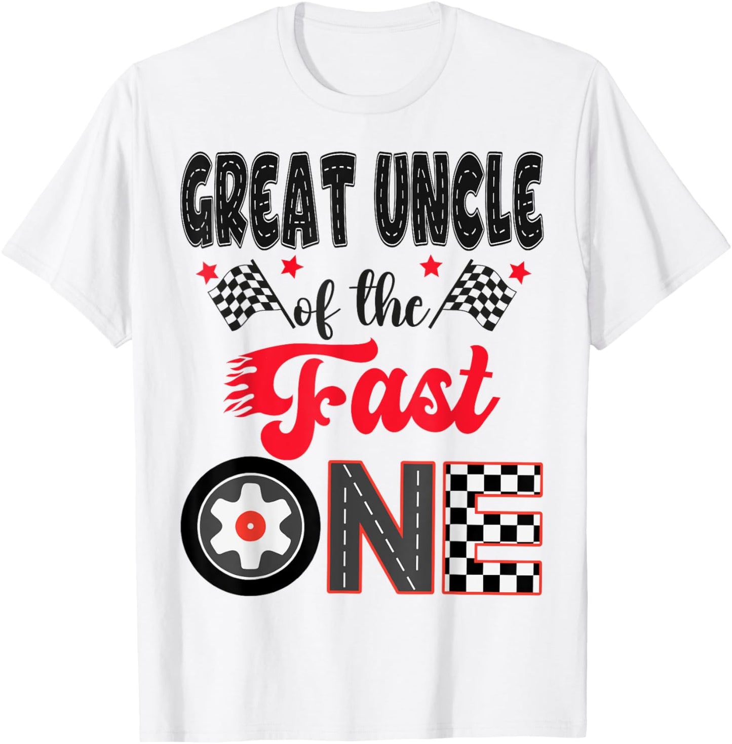 Great Uncle Of The Fast One Car Racing Dad 1St Birthday Boy T-Shirt - T-Shirt | White