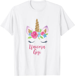 Gigi Unicorn Mama Costume Grandma Cutest Birthday Princess T-Shirt - T-Shirt | White