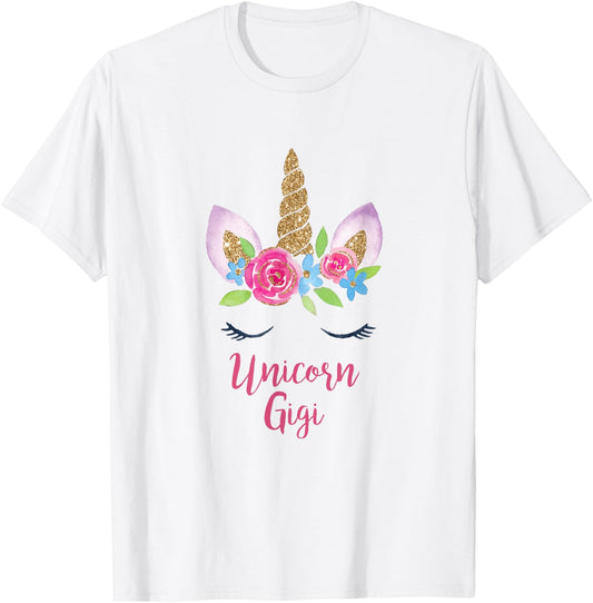 Gigi Unicorn Mama Costume Grandma Cutest Birthday Princess T-Shirt - T-Shirt | White