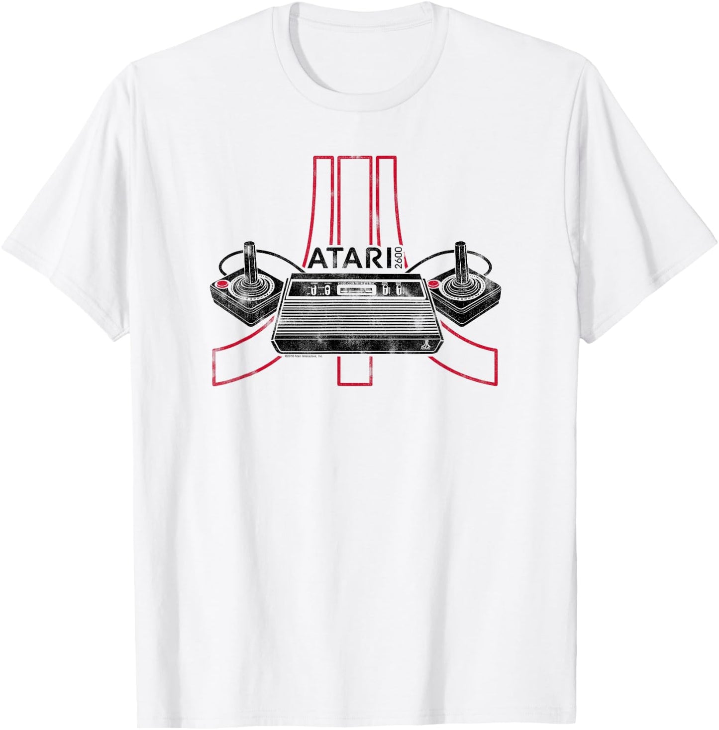 ATARI 2600 Gaming Console & Joysticks Logo T-Shirt - T-Shirt | White