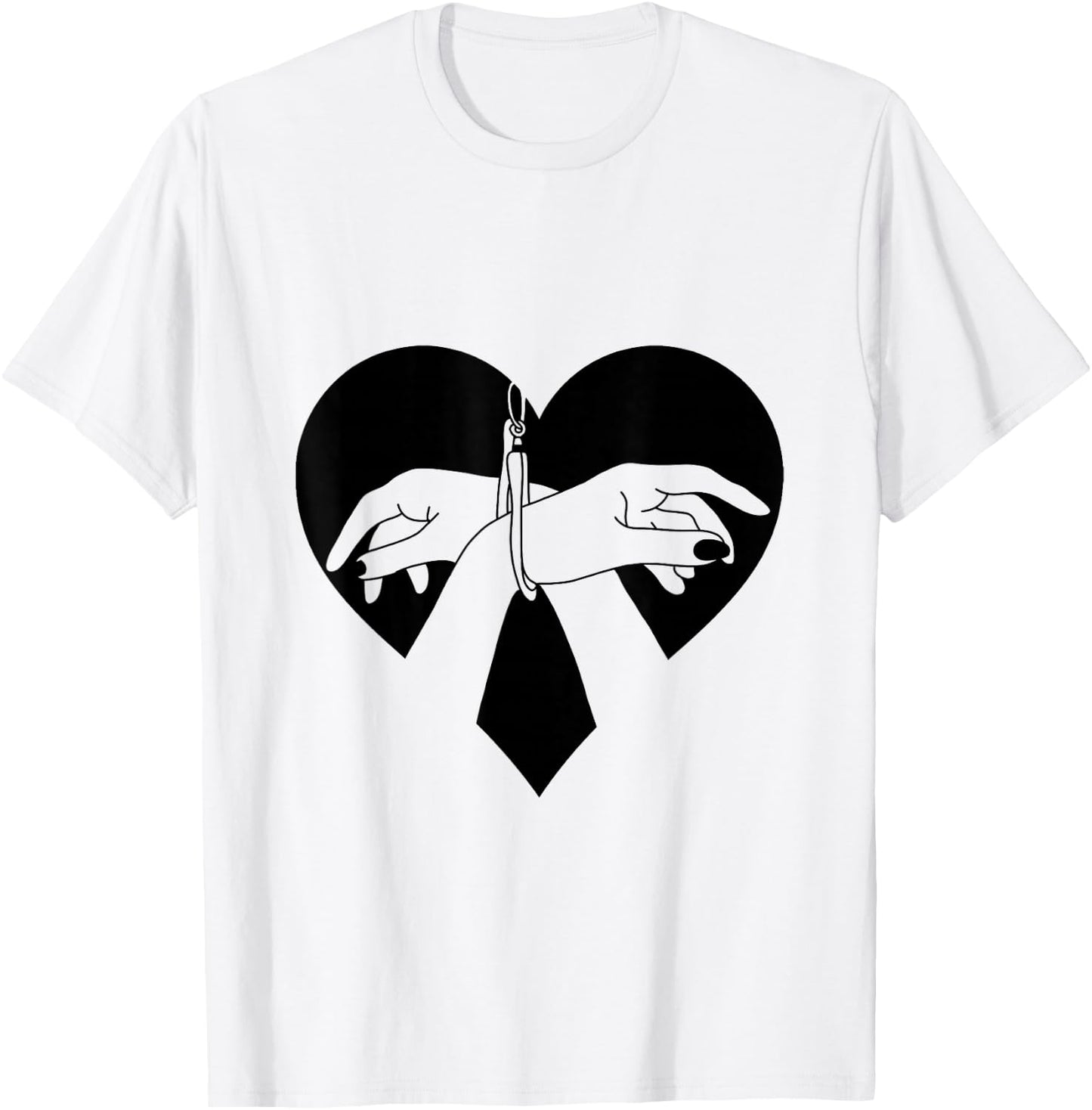 Hand Cuffed BDSM Bondage Heart T-Shirt - T-Shirt | White