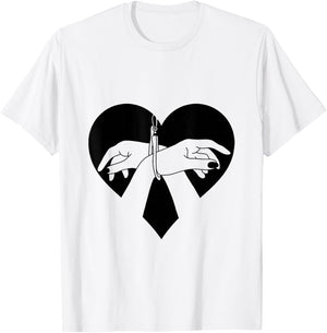 Hand Cuffed BDSM Bondage Heart T-Shirt - T-Shirt | White