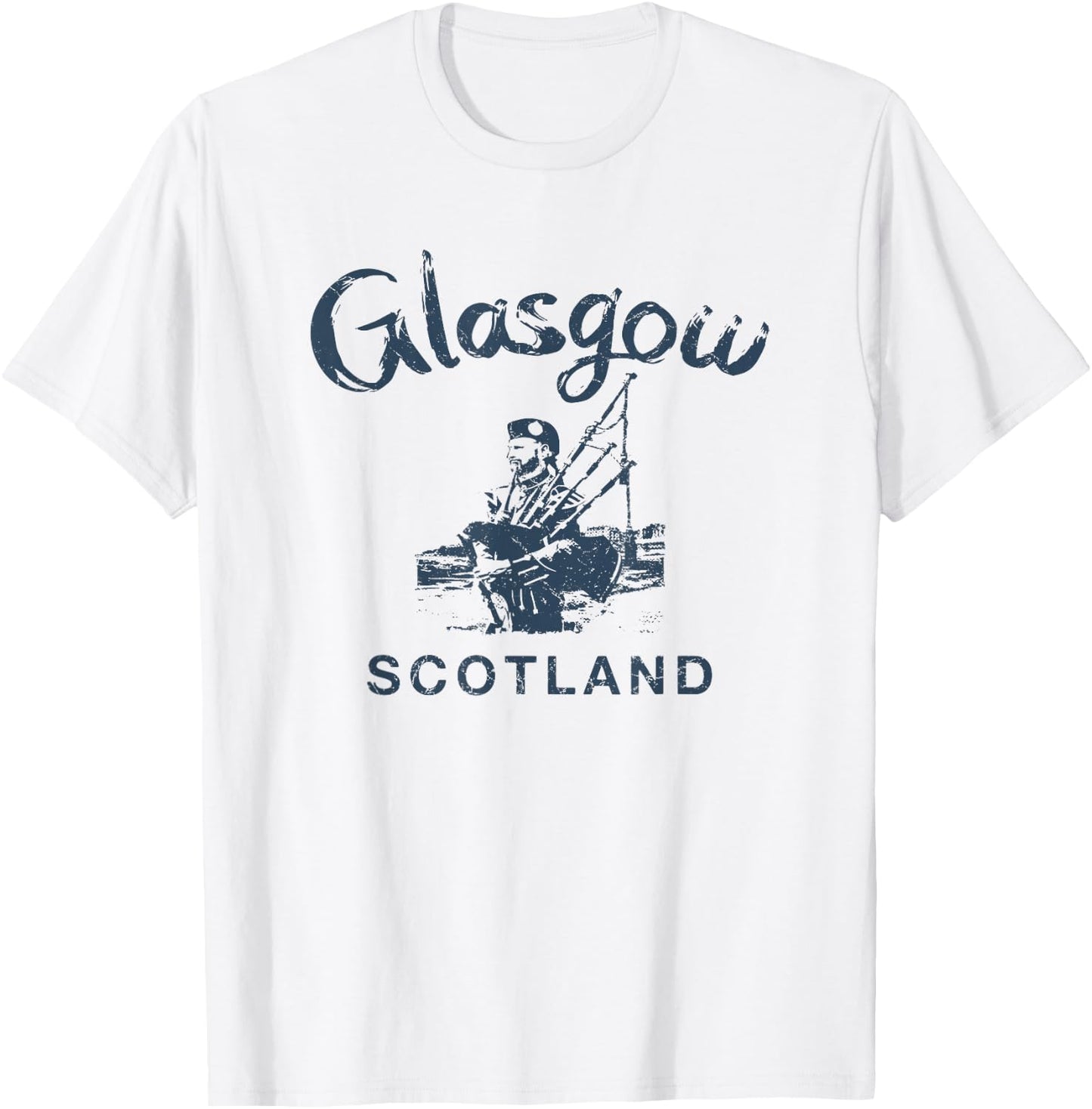 Scotland Glasgow Bagpipes Scottish Vintage Gaelic T-Shirt - T-Shirt | White