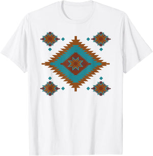 Southwestern Santa Fe Tribal Indian T-Shirt - T-Shirt | White