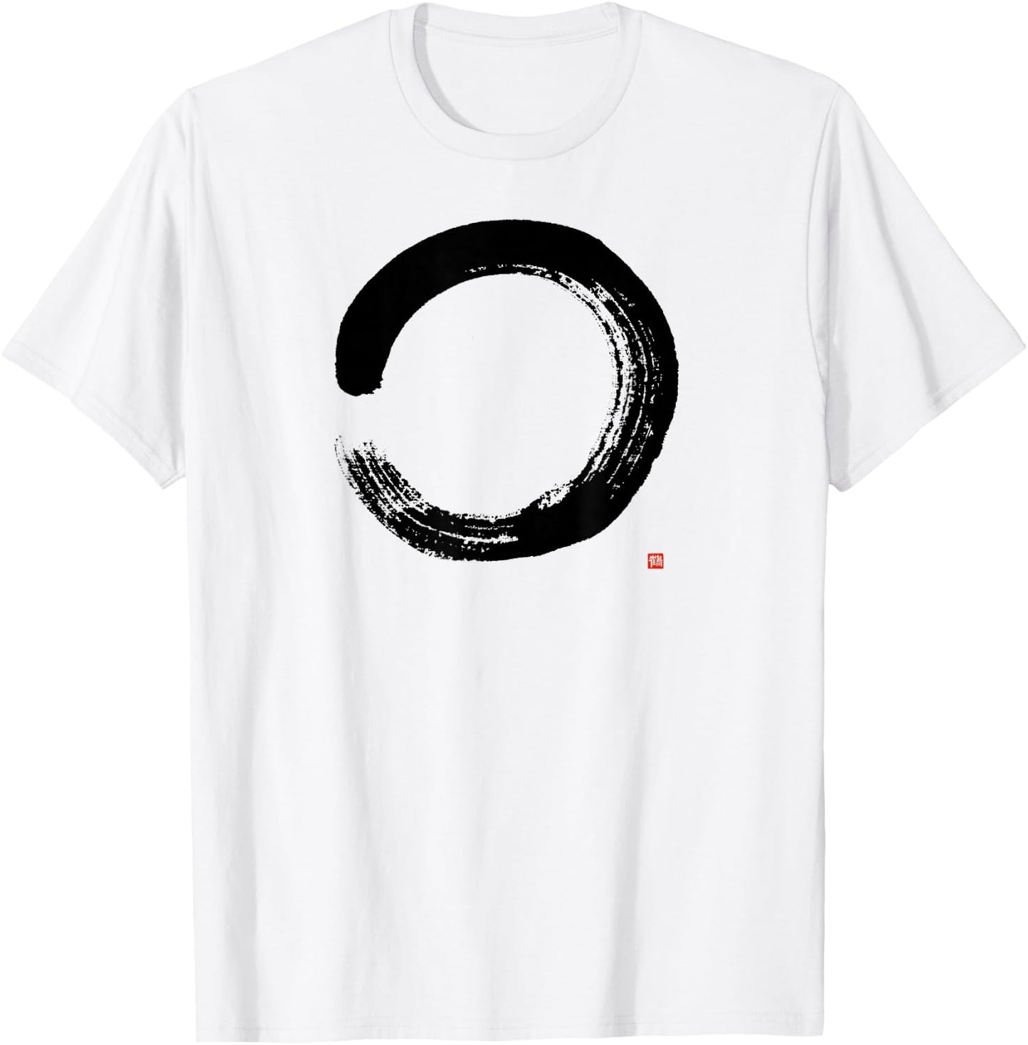 Zen Enso : Artistic Japanese Enso Circle Painting T-Shirt - T-Shirt | White