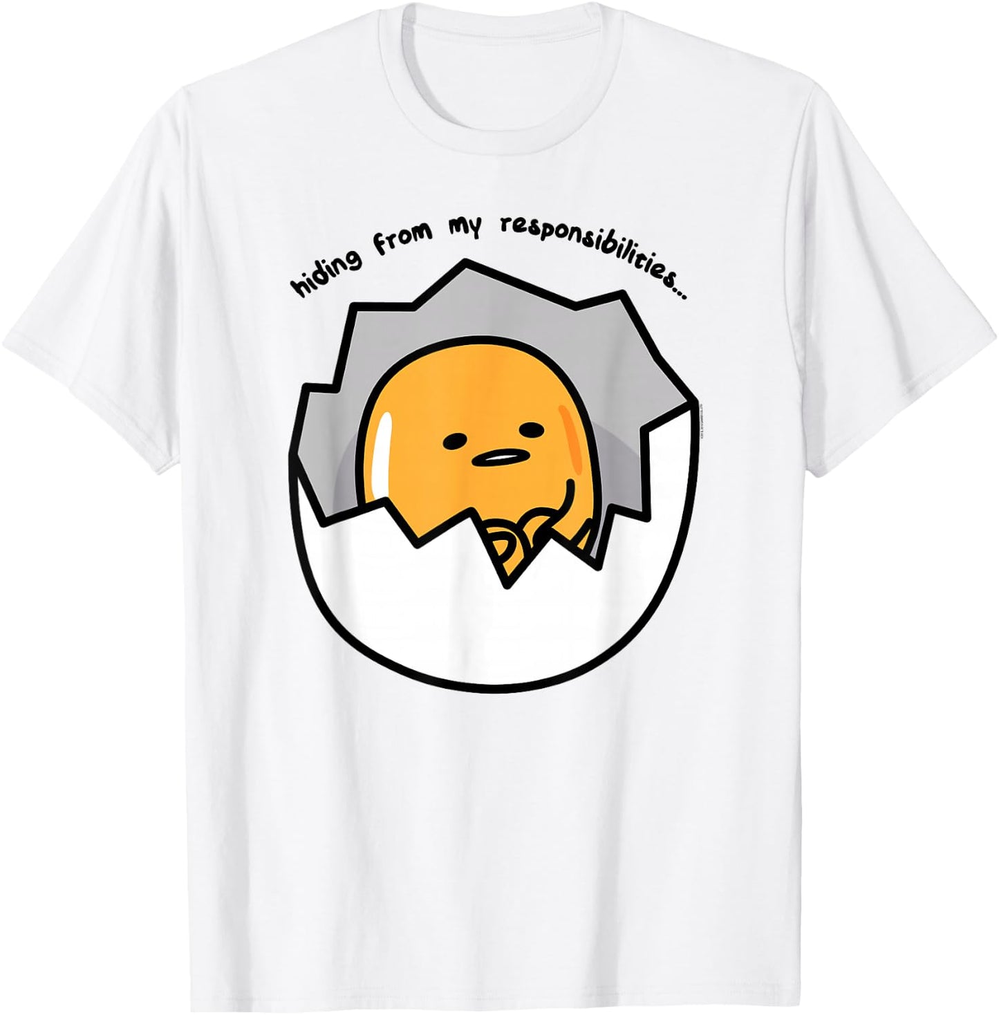 Gudetama the Lazy Egg Hiding from Responsibilities T-Shirt - T-Shirt | White