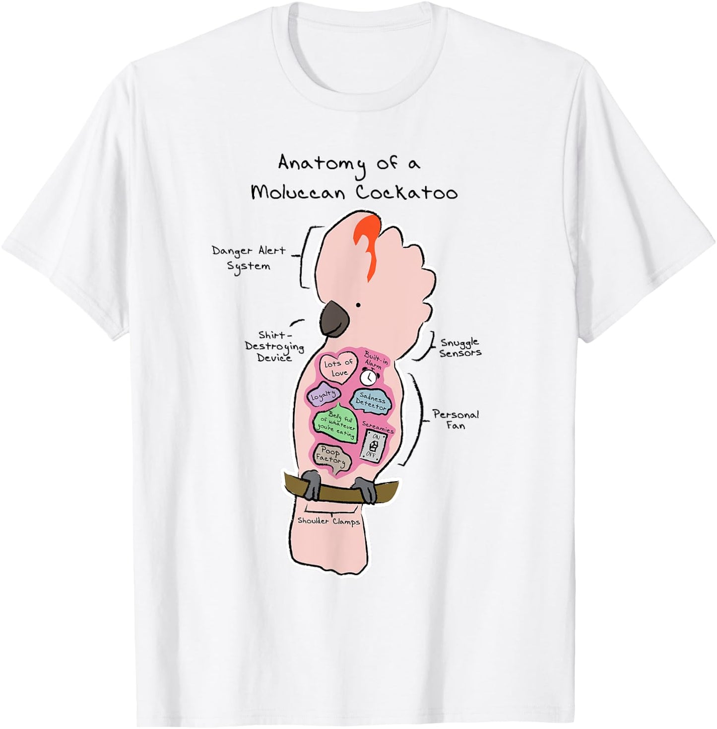 Anatomy of a Moluccan Cockatoo - Funny Parrot Shirt T-Shirt - T-Shirt | White