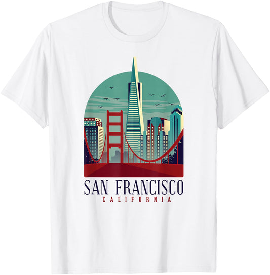 San Francisco California Golden Gate Bridge Souvenir Gift T-Shirt - T-Shirt | White