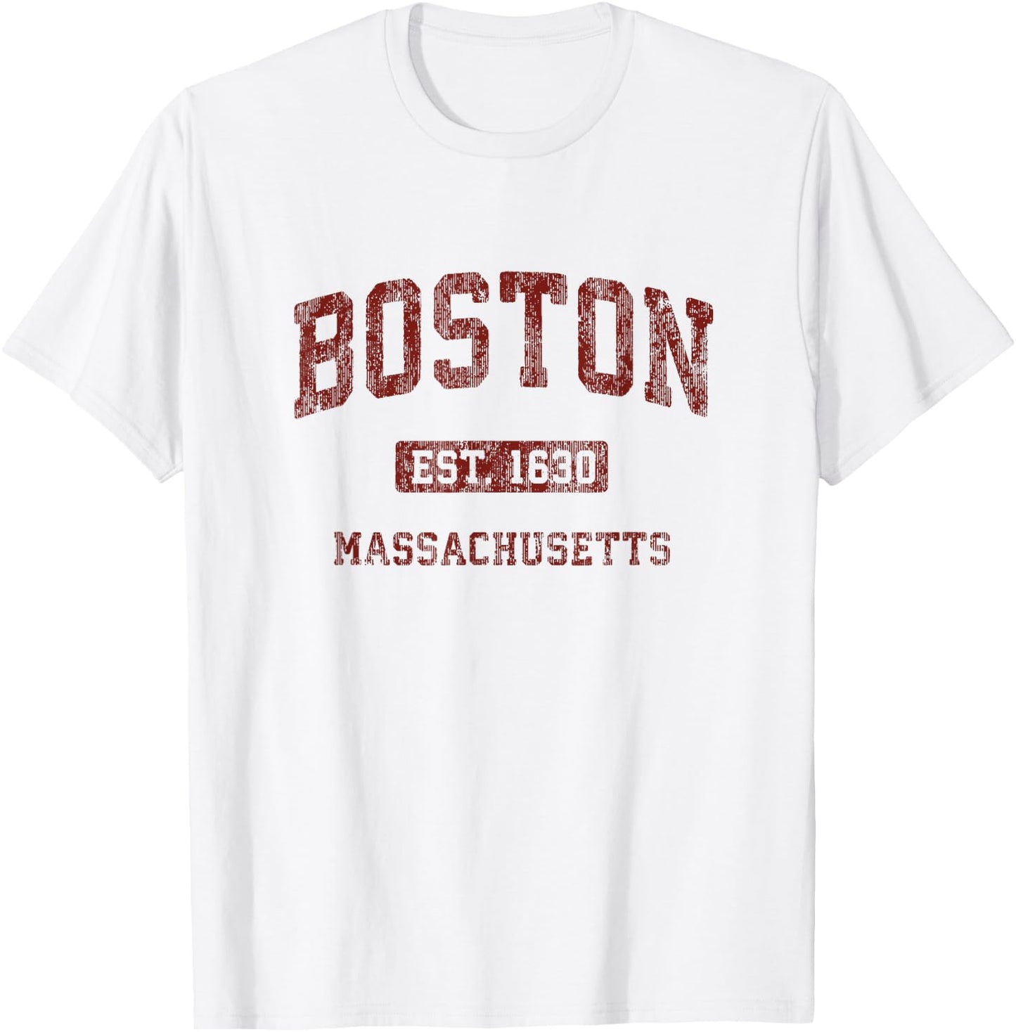 Boston Massachusetts MA Vintage Athletic Sports Design T-Shirt - T-Shirt | White