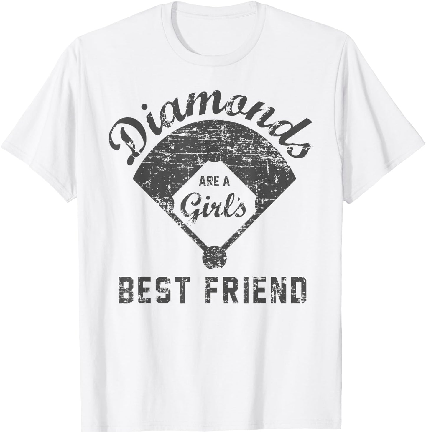 Diamonds are a Girl's Best Friend Shirt Softball Mom Gift T-Shirt - T-Shirt | White