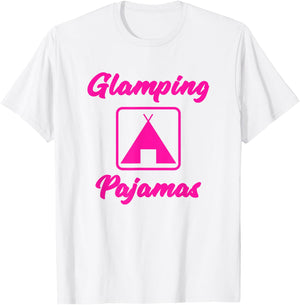 Women Camping Pajamas Shirt Happy Camper Pajamas T Shirt T-Shirt - T-Shirt | White