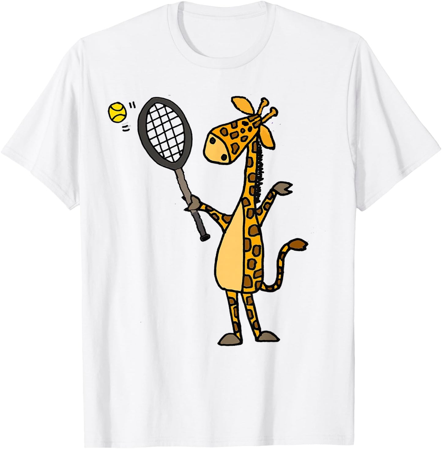 SmileteesSports Funny Giraffe Playing Tennis T-Shirt - T-Shirt | White