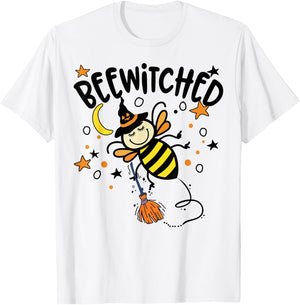Kids halloween bee witch Bewitched broomstick witch's hat T-Shirt - T-Shirt | White