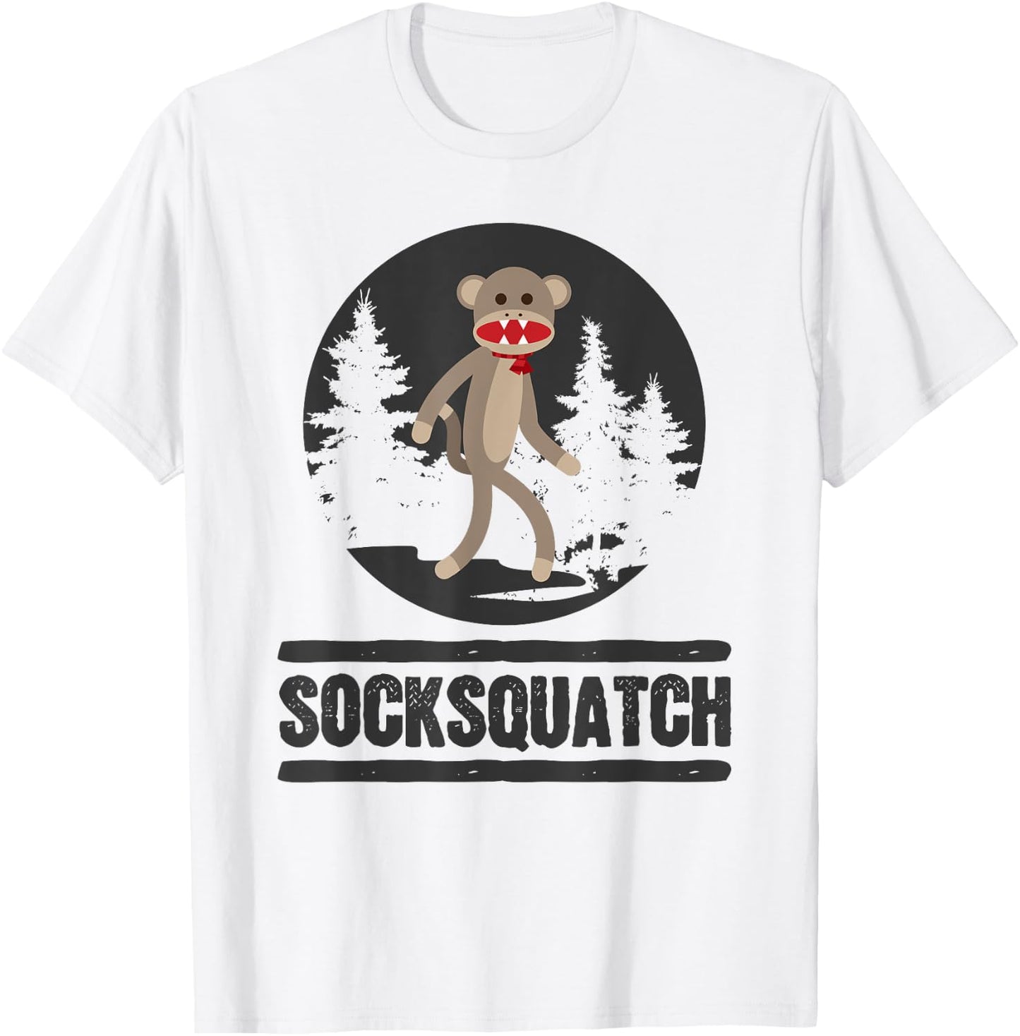 Funny Bigfoot Sighting Sock Monkey Squatch Socksquatch T-Shirt - T-Shirt | White