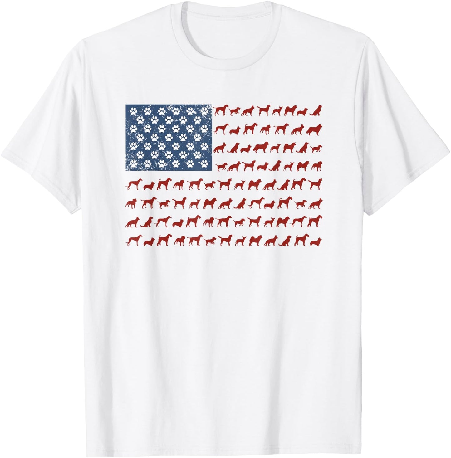 American Flag Dogs and Paws 4th of July Shirt Kids Men T-Shirt - T-Shirt | White