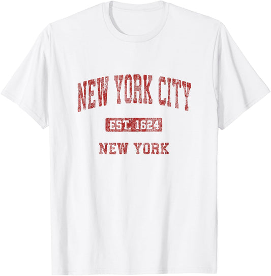 New York City New York NY NYC Vintage Athletic Sports Design T-Shirt - T-Shirt | White