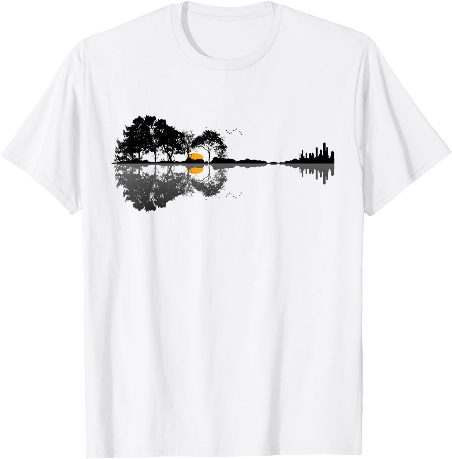 Retro Guitar T Shirt Lake Shadow Love Gitarre T-Shirt - T-Shirt | White