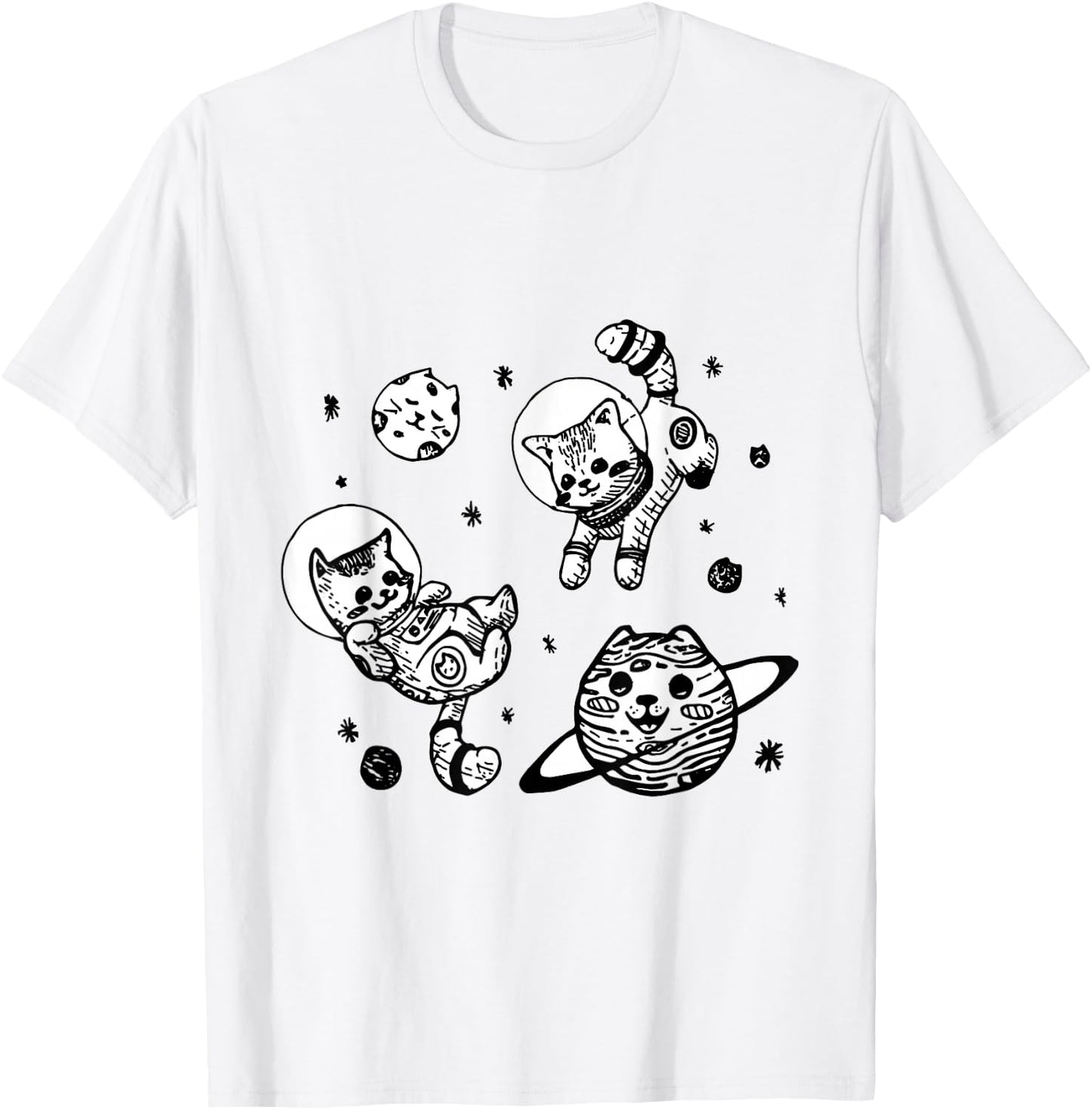 Kitty Cats Flying in Space - Kittens T-Shirt - T-Shirt | White