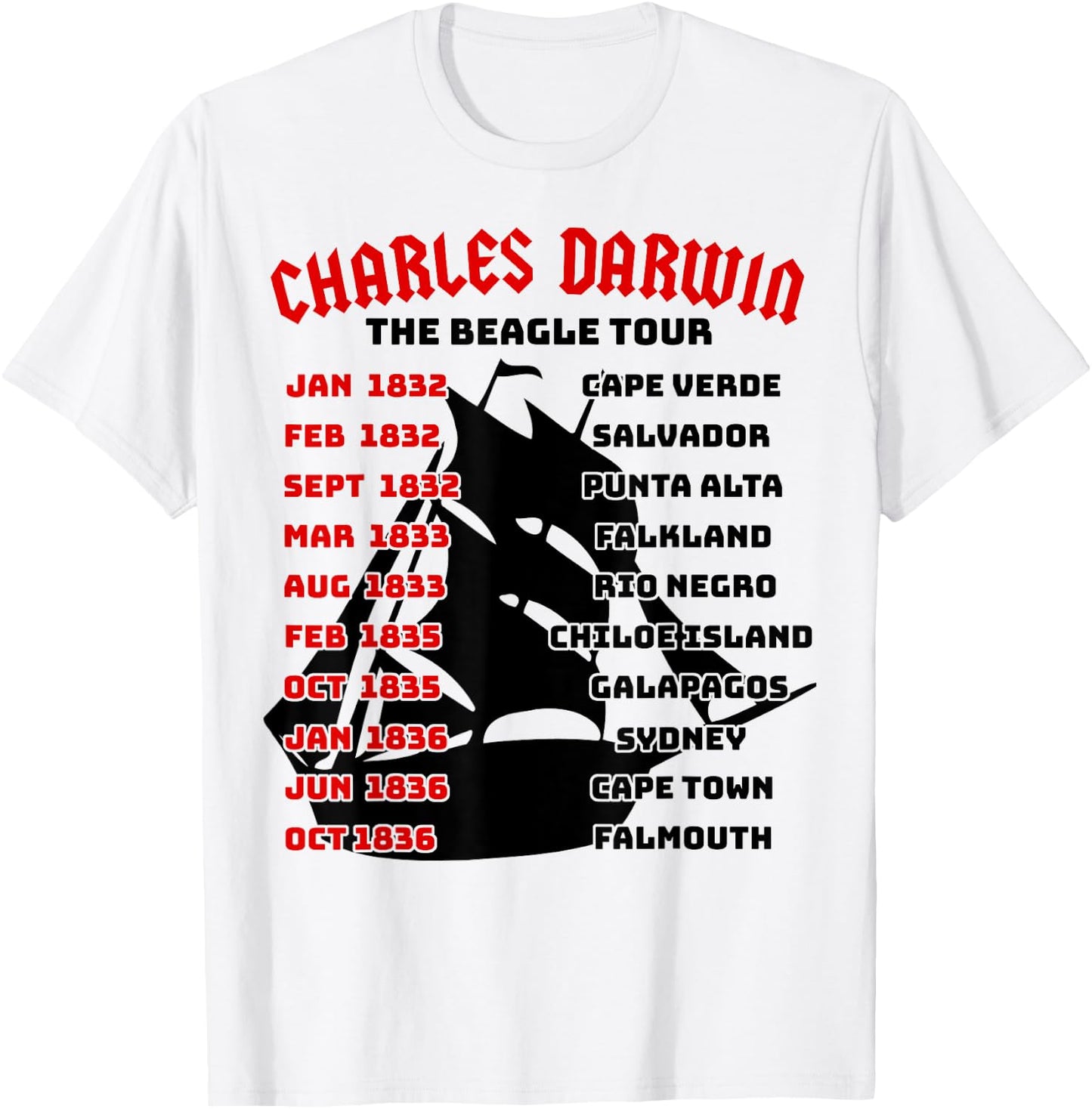 Naturalist Charles Darwin Beagle Meme Tour Earth Day Science T-Shirt - T-Shirt | White