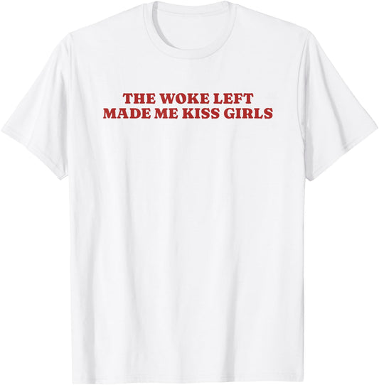 Retro Funny Lesbian Political Kiss Girls Pride Queer WLW T-Shirt - T-Shirt | White
