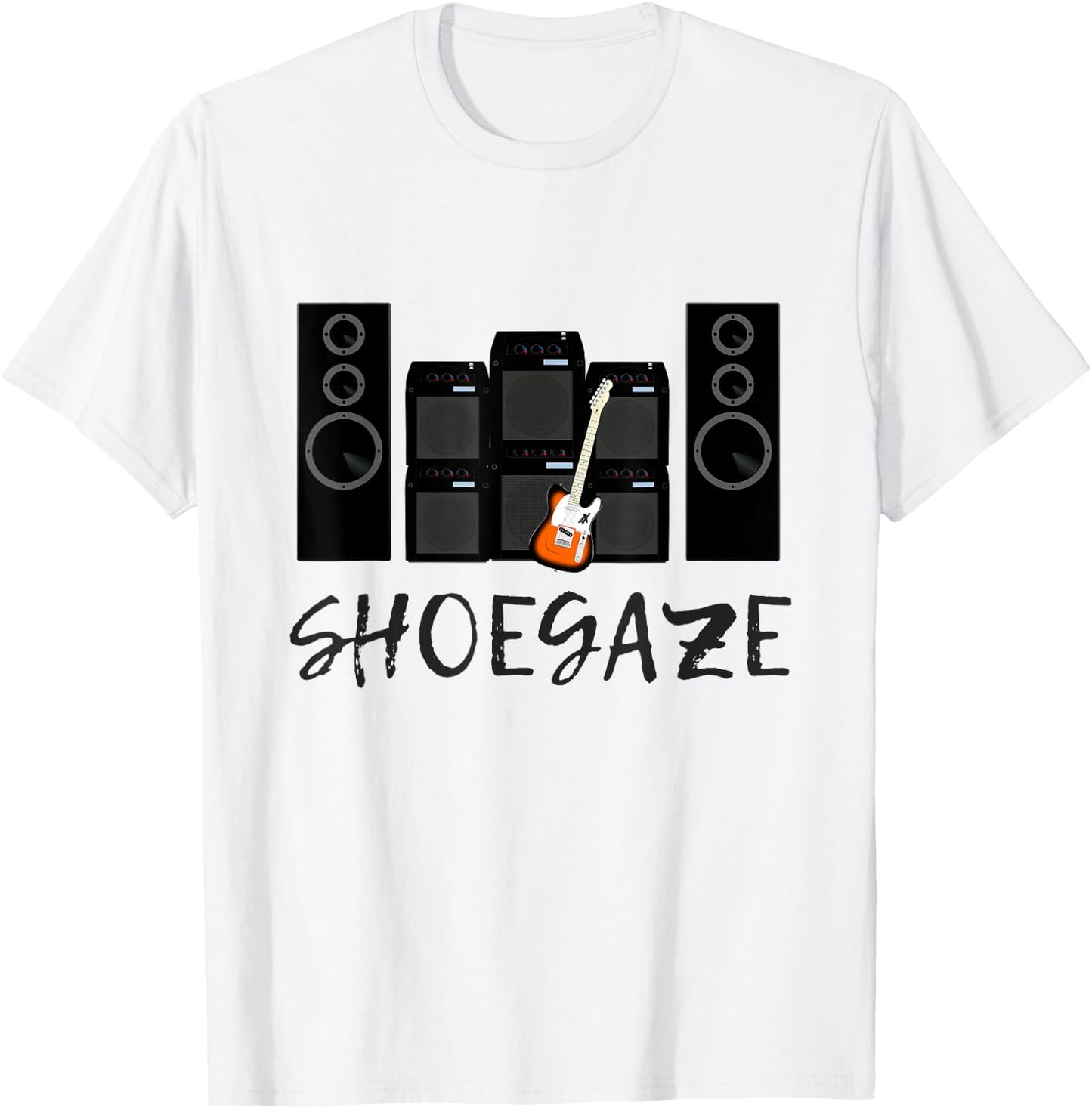 Shoegaze Indie Rock Music Fan Guitar & Amps Gift T-Shirt - T-Shirt | White
