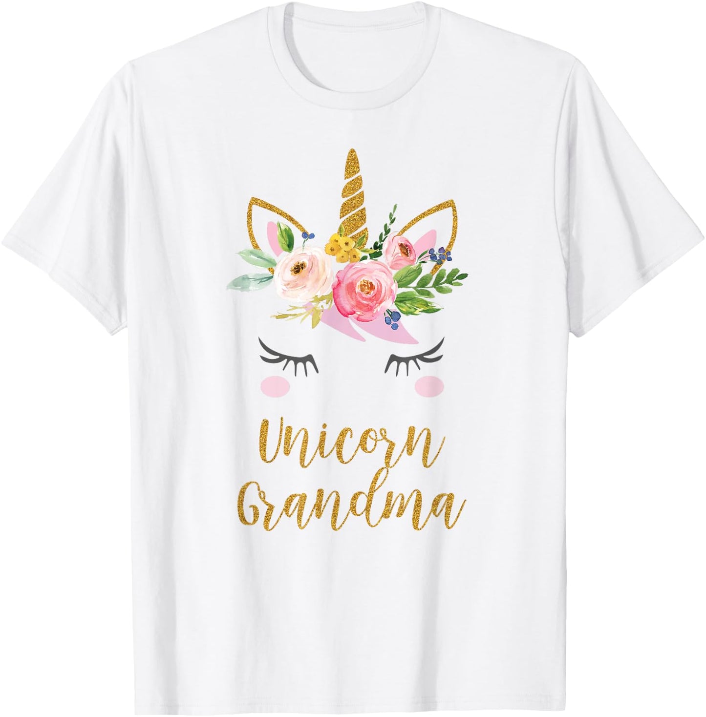 Unicorn Grandma Shirt, Floral Bouquet T-Shirt - T-Shirt | White