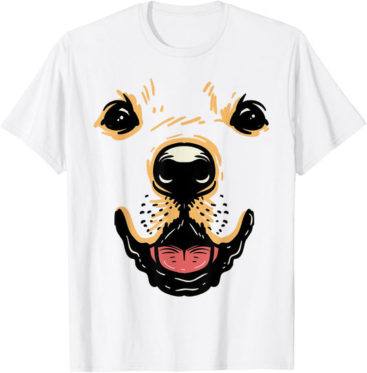 Dog Face Shirt Golden Retriever Labrador Halloween Costume Women Kids T-Shirt - T-Shirt | White
