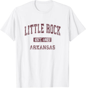 Little Rock Arkansas AR Vintage Athletic Sports Design T-Shirt - T-Shirt | White