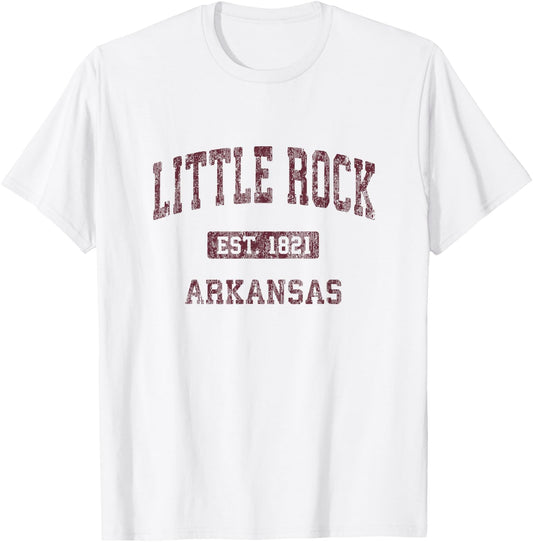 Little Rock Arkansas AR Vintage Athletic Sports Design T-Shirt - T-Shirt | White