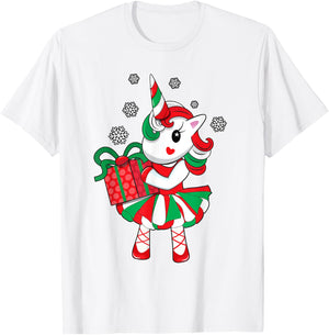 Christmas Unicorn Fun Girls Kids Snowflake Holiday Xmas Gift T-Shirt - T-Shirt | White