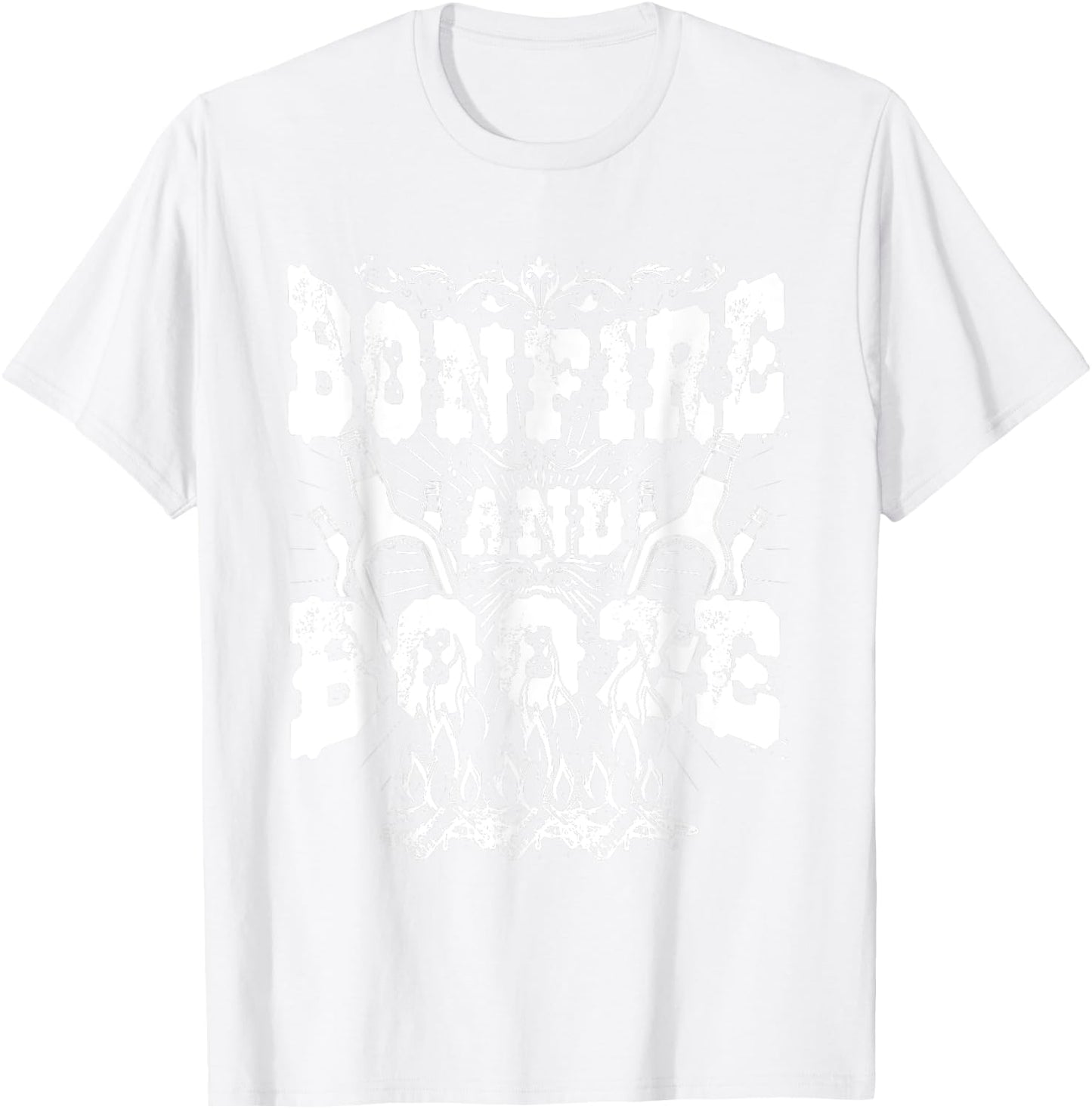 Bonfire And Booze Funny Beer Drinking Camping T-Shirt - T-Shirt | White