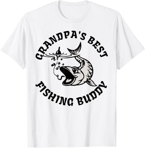 Grandpa's Best Fishing Buddy Kid's Shirt | Fishing T-Shirt - T-Shirt | White