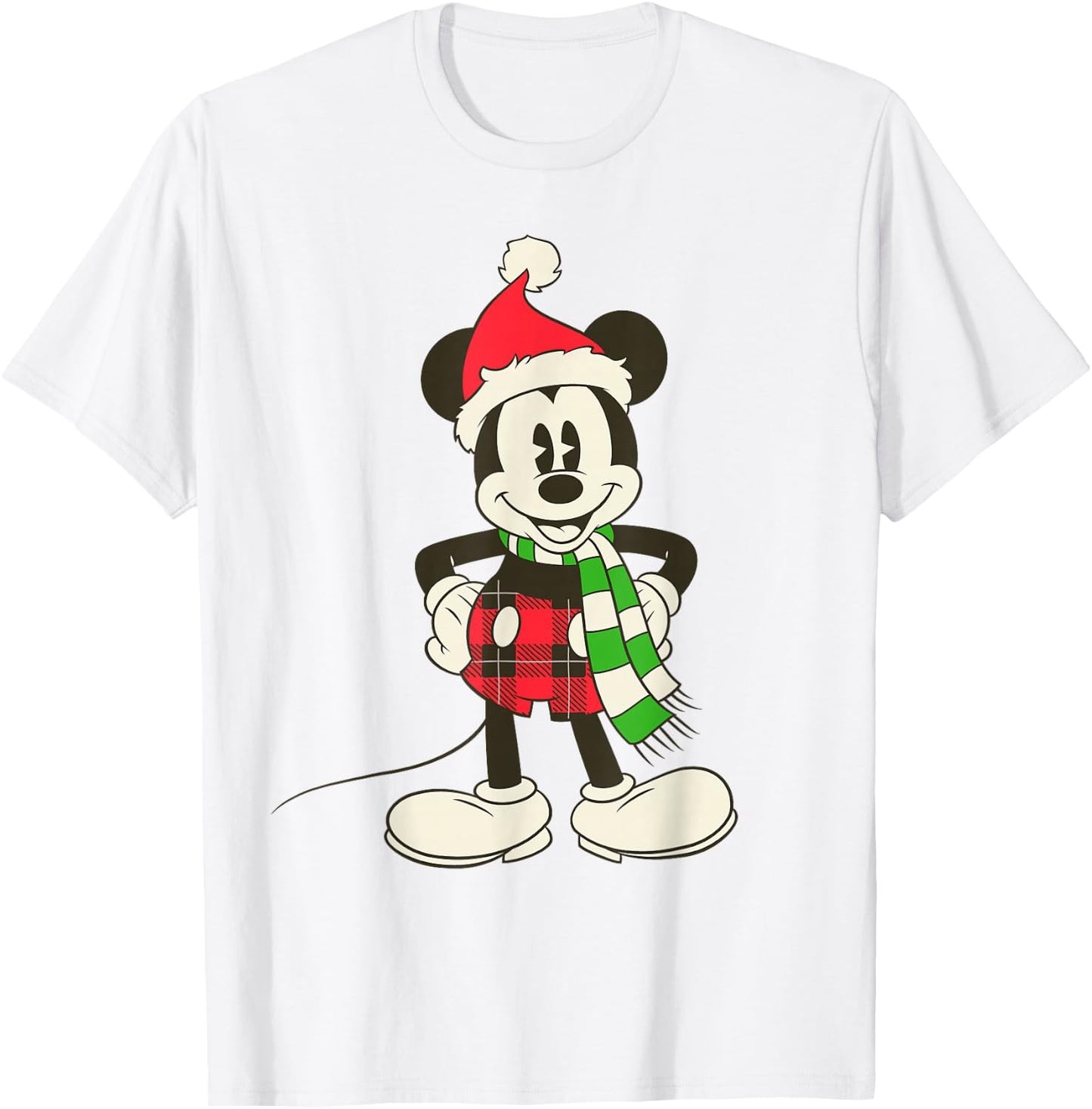 Disney Vintage Mickey Mouse in Santa Hat T-Shirt - T-Shirt | White