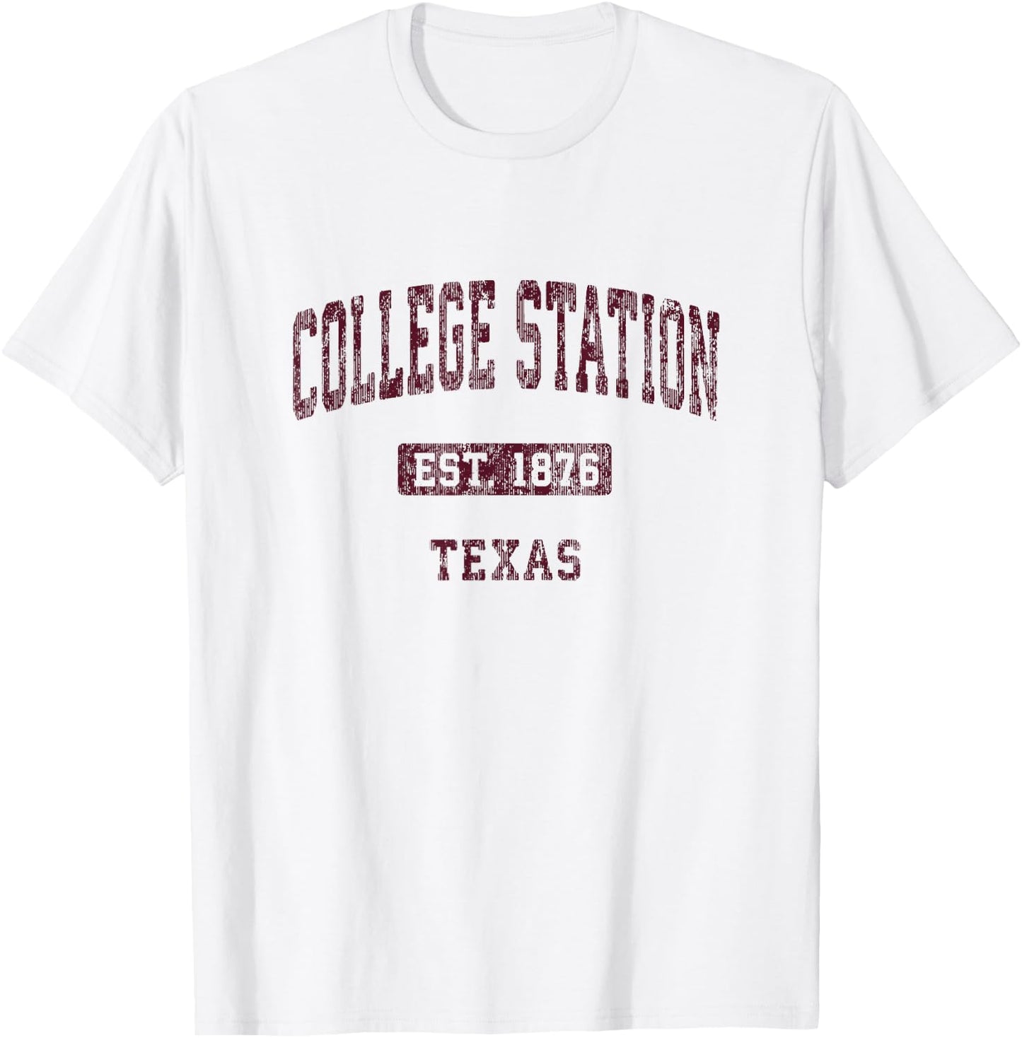 College Station Texas TX Vintage Athletic Sports Design T-Shirt - T-Shirt | White