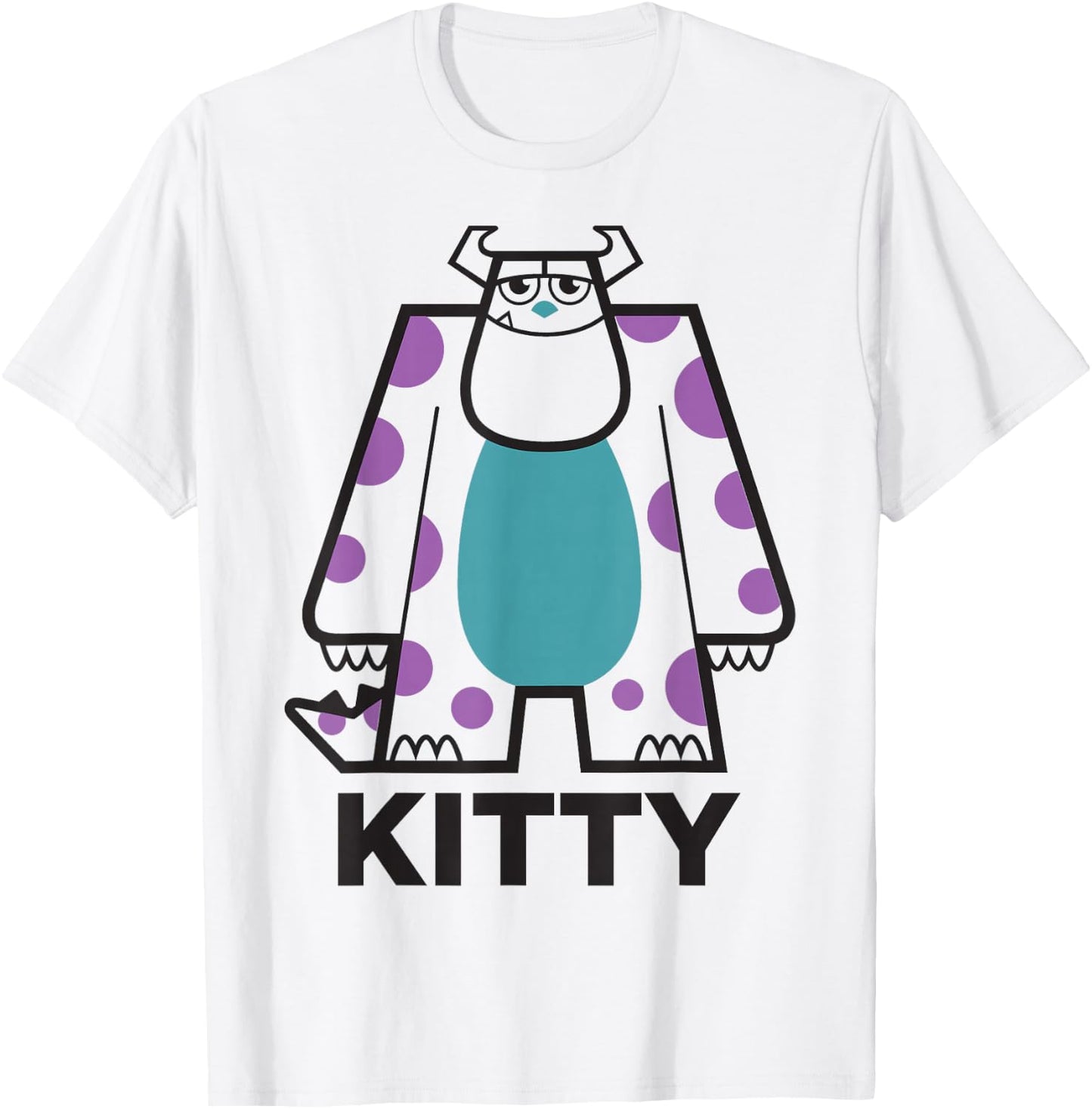 Disney Pixar Monsters, Inc. Sulley Kitty Big Portrait & Logo T-Shirt - T-Shirt | White