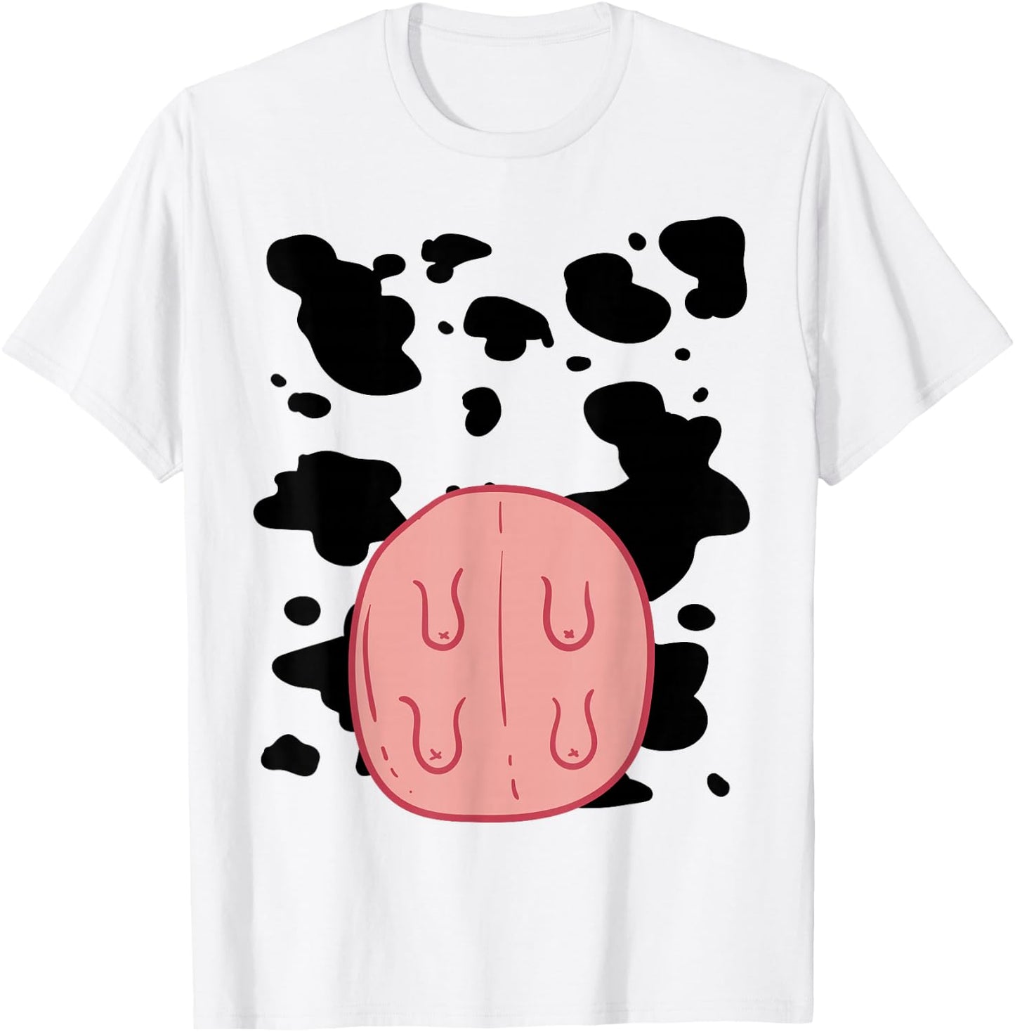 Cow Udder Pattern Funny Lazy DIY Costume Easy Halloween T-Shirt - T-Shirt | White
