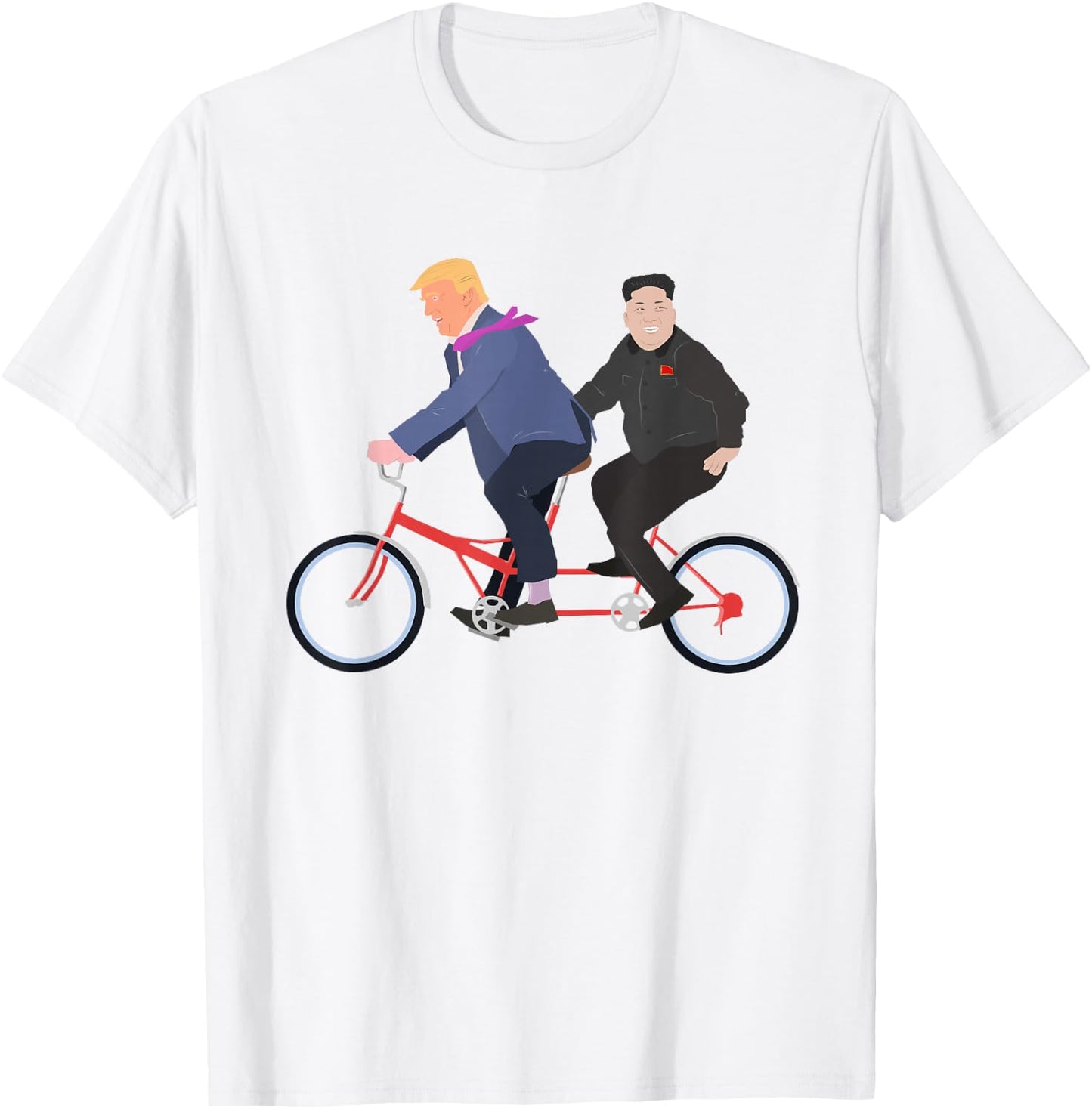 Trump and Kim Jong Un Tandem Bike Funny T-Shirt - T-Shirt | White